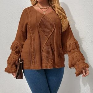 Super cute! Perfect for fall! Fringed sleeve sweater!